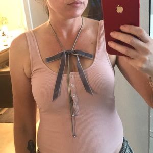 Free people purple and silver bow necklace